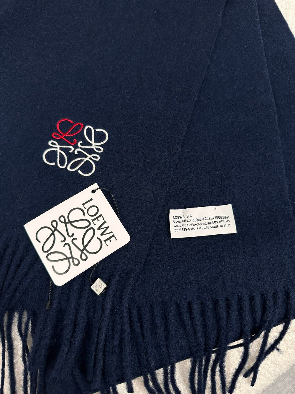 LOEWE SCARF 180 CM IN NAVY BLUE CASHMERE 353155