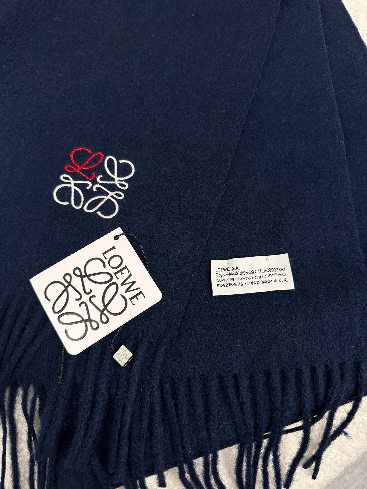 LOEWE SCARF 180 CM IN NAVY BLUE CASHMERE 353155