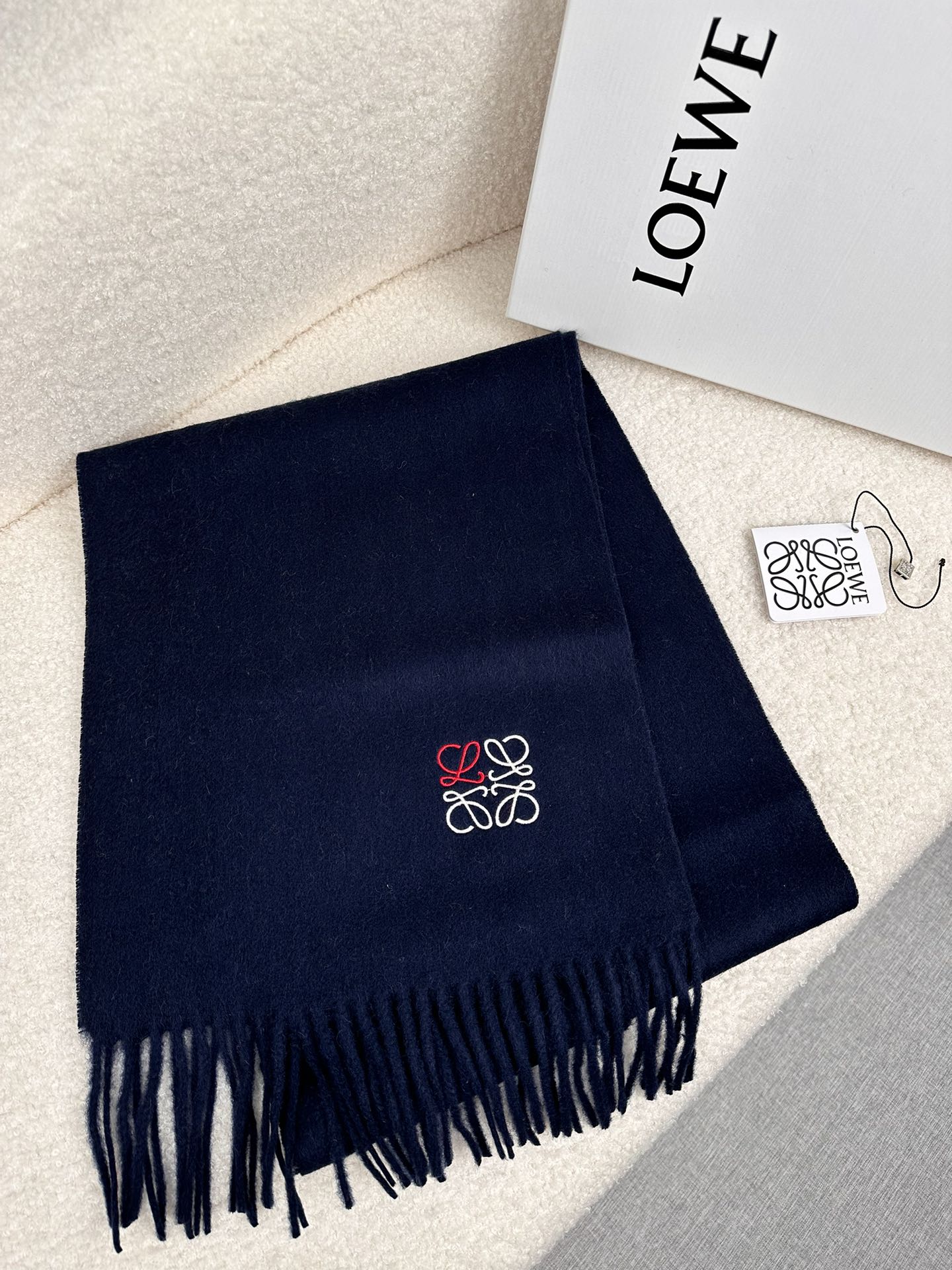 LOEWE SCARF 180 CM IN NAVY BLUE CASHMERE 353155