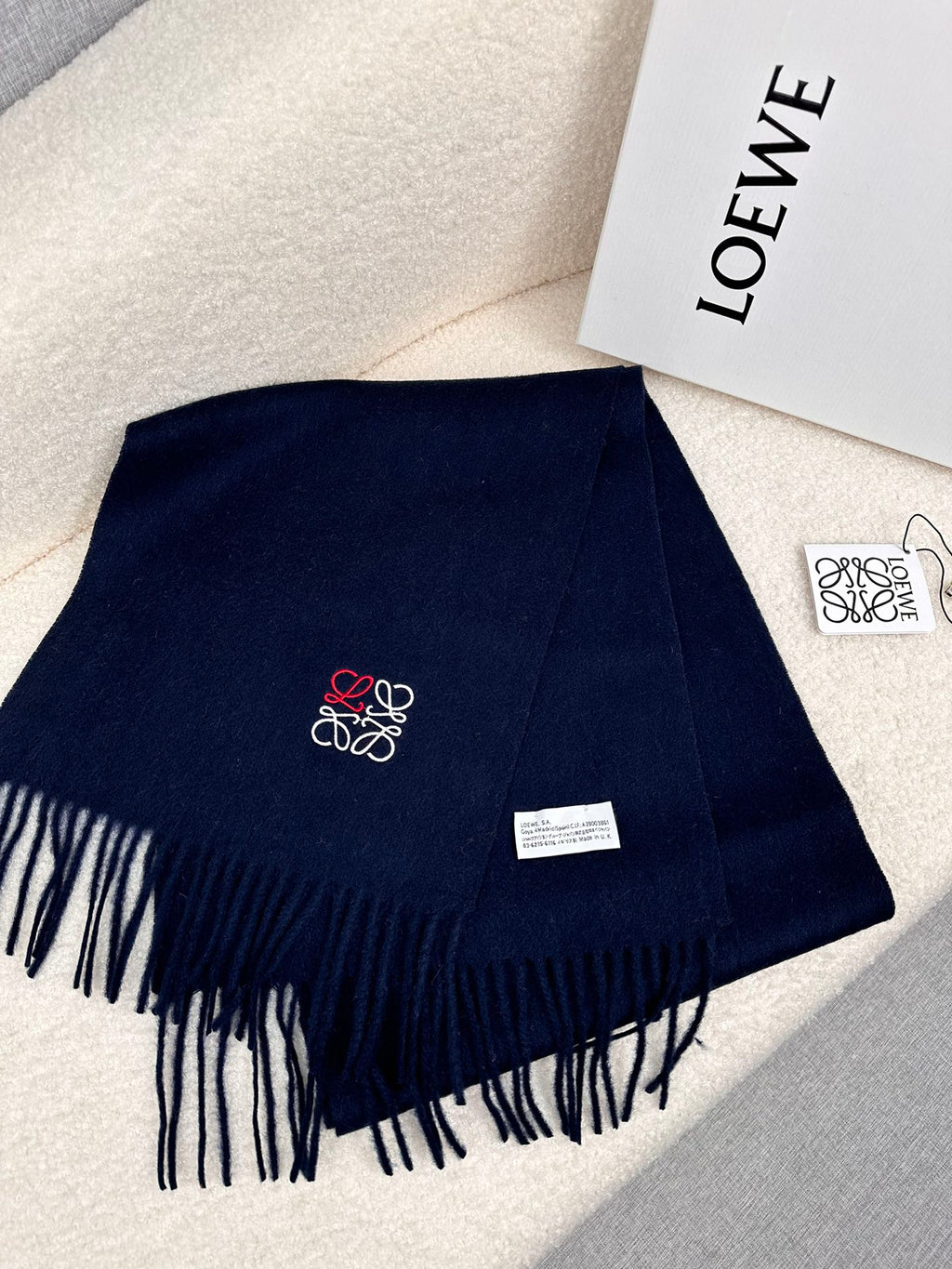 LOEWE SCARF 180 CM IN NAVY BLUE CASHMERE 353155