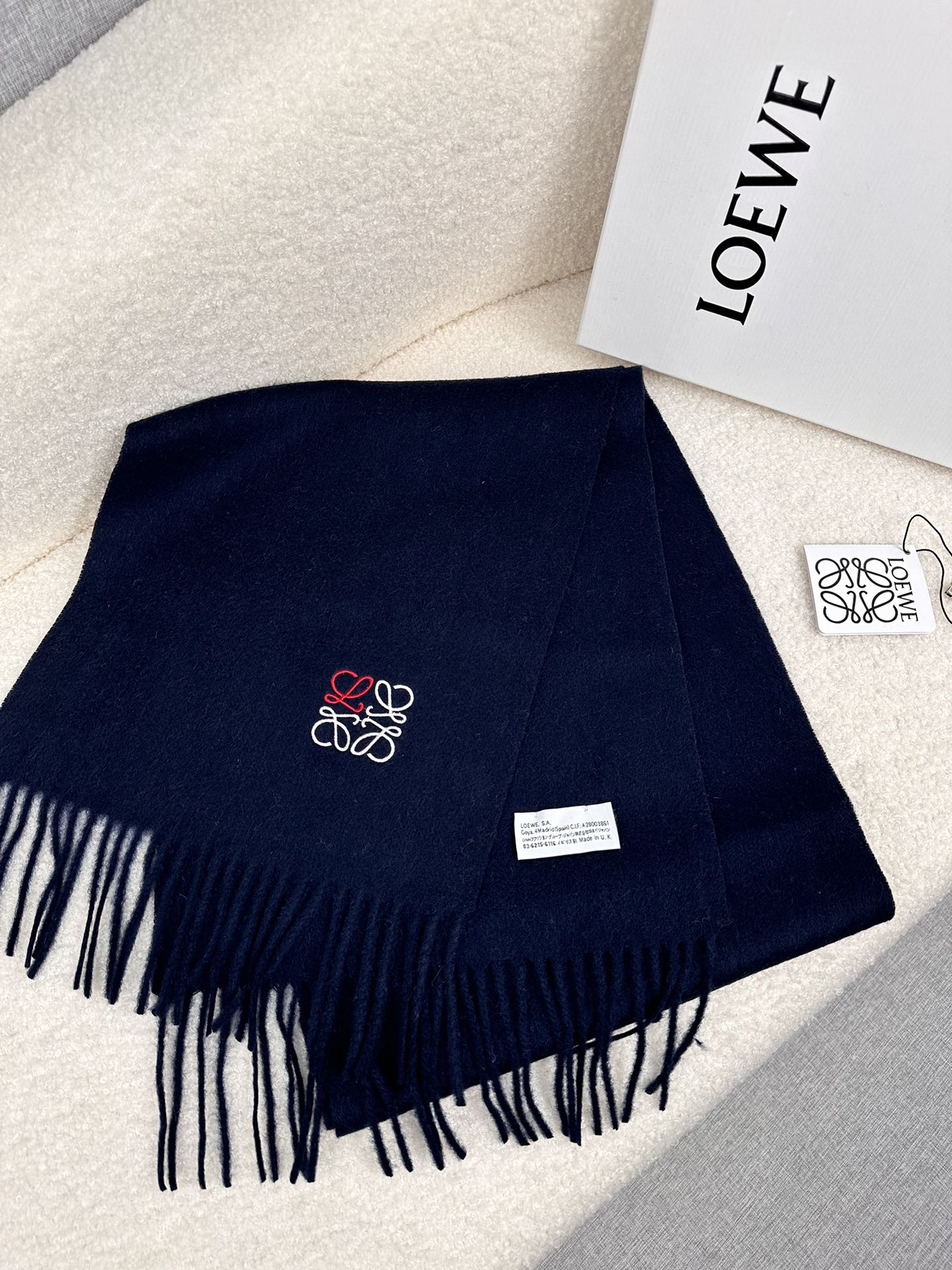 LOEWE SCARF 180 CM IN NAVY BLUE CASHMERE 353155