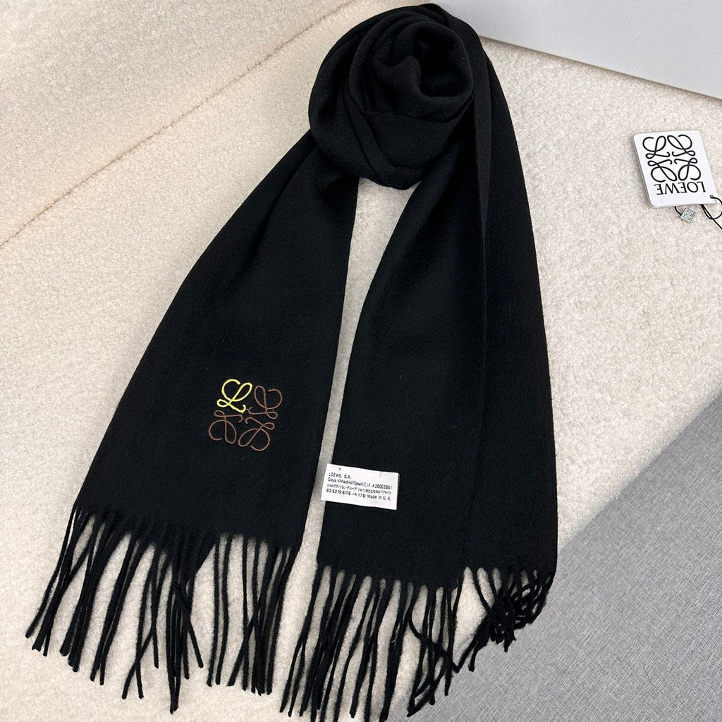 LOEWE SCARF 180 CM IN BLACK CASHMERE 353157