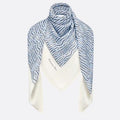 DIOR MISS  ALLOVER SHAWL 140 CM IN POWDER BLUE MIX WHITE SILK CASHMERE 411630