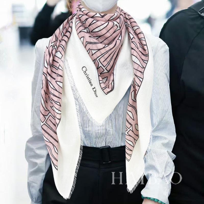 DIOR MISS  ALLOVER SHAWL 140 CM IN PALE PINK MIX WHITE SILK CASHMERE 411631