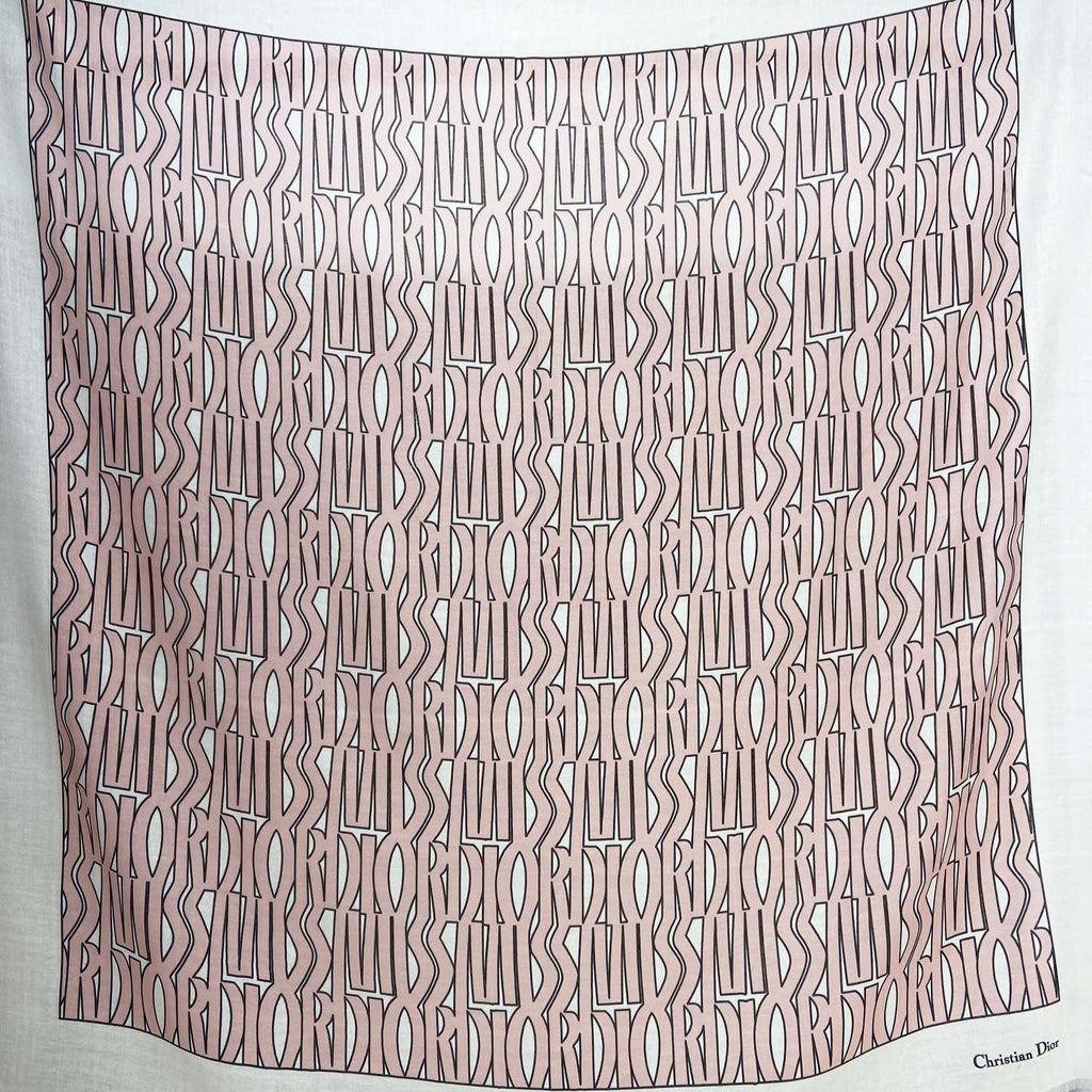 DIOR MISS  ALLOVER SHAWL 140 CM IN PALE PINK MIX WHITE SILK CASHMERE 411631