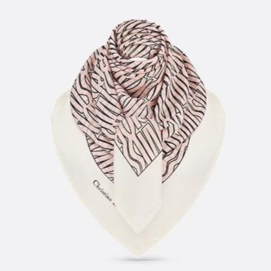 DIOR MISS  ALLOVER SHAWL 140 CM IN PALE PINK MIX WHITE SILK CASHMERE 411631