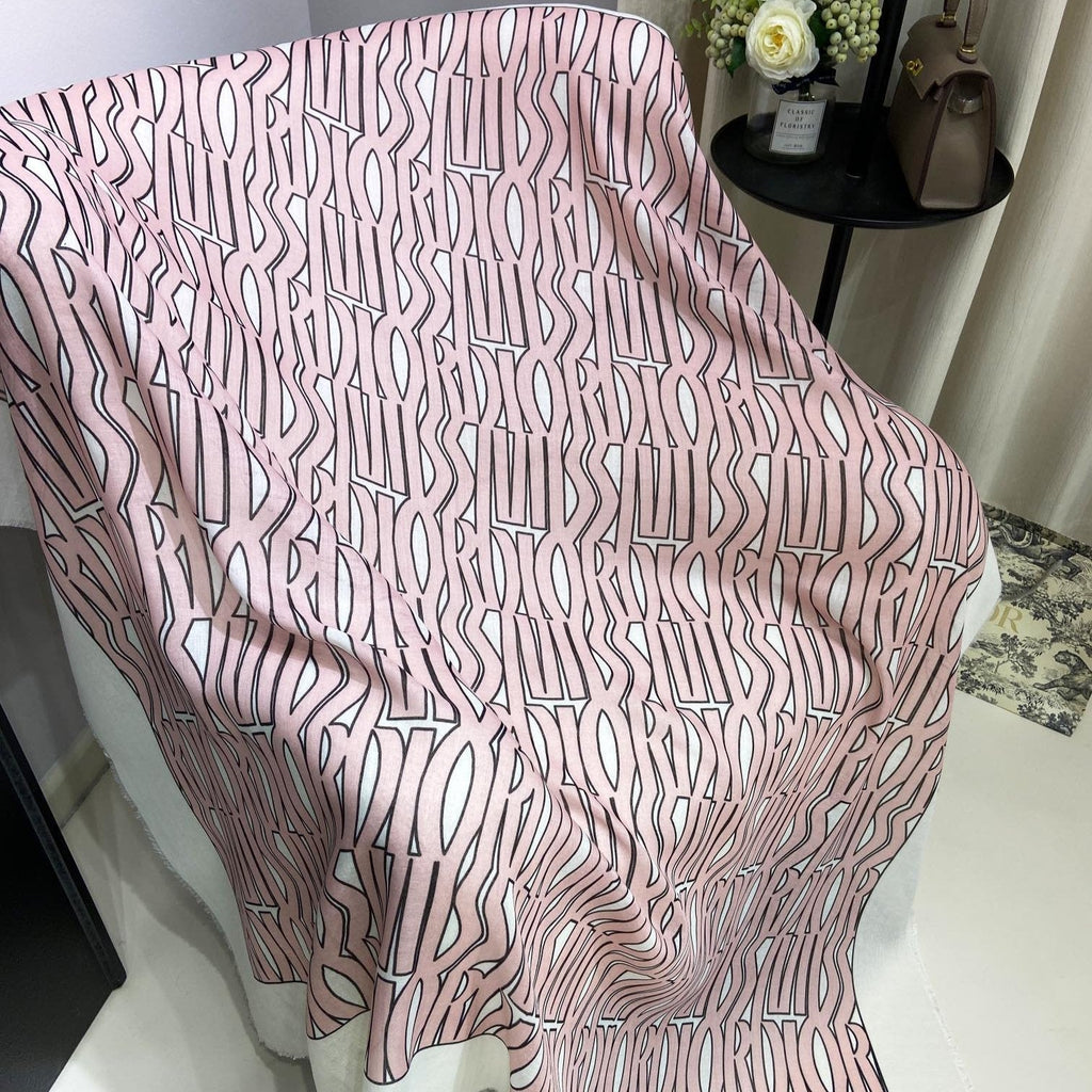 DIOR MISS  ALLOVER SHAWL 140 CM IN PALE PINK MIX WHITE SILK CASHMERE 411631