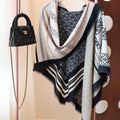 LOEWE ANAGRAM SQUARE 140 CM SCARF IN COLORFUL SILK AND CASHMERE 413599