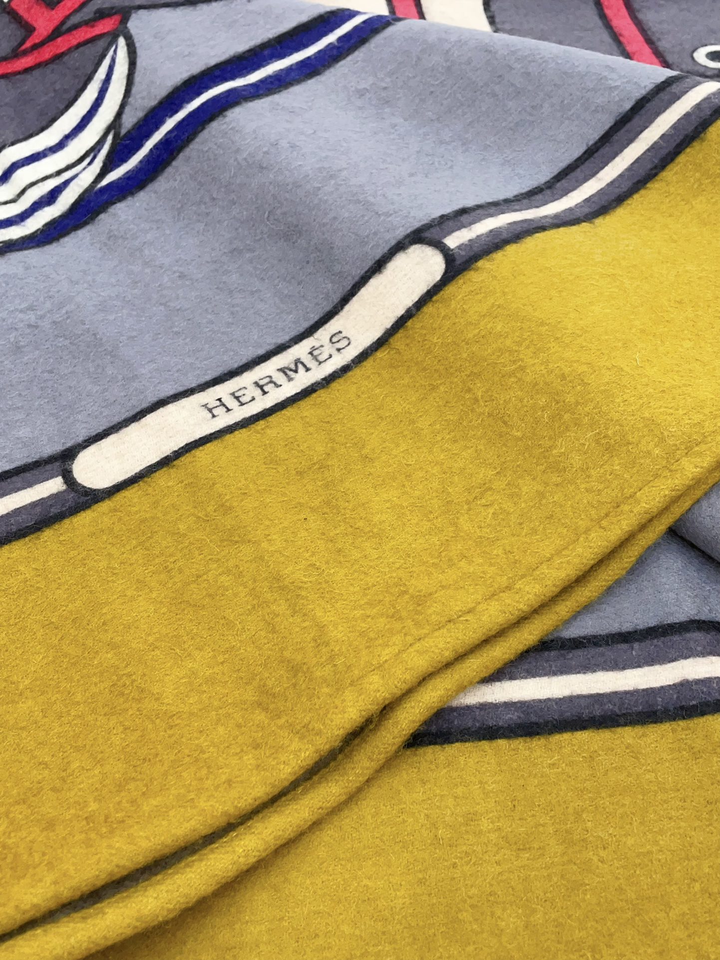 HERMES BLANKET 180 CM IN COLORFUL LAMBSWOOL AND CASERE 256061
