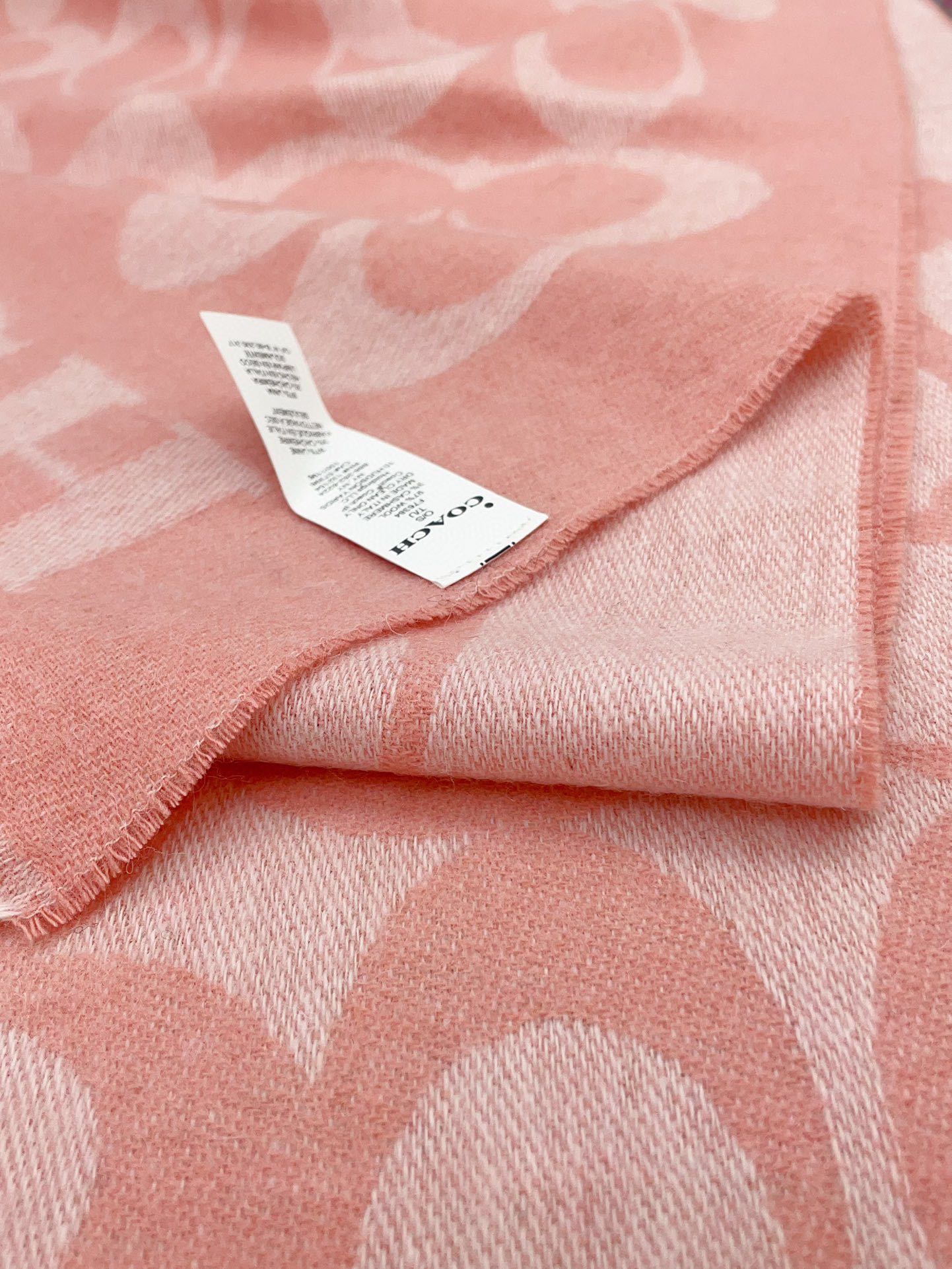 COACH CLASSIC MONOGRAM LOGO WOOL SCARF 195 CM FLAMINGO PINK 316253
