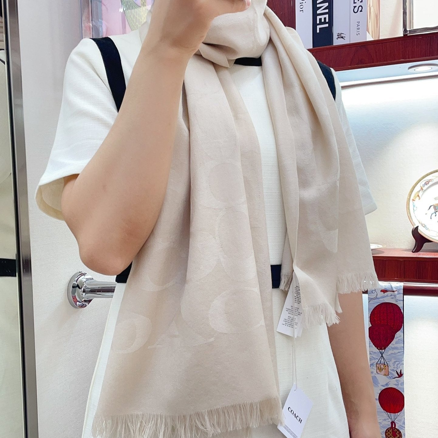 COACH SCARF 180 CM IN BEIGE CASHMERE 332874