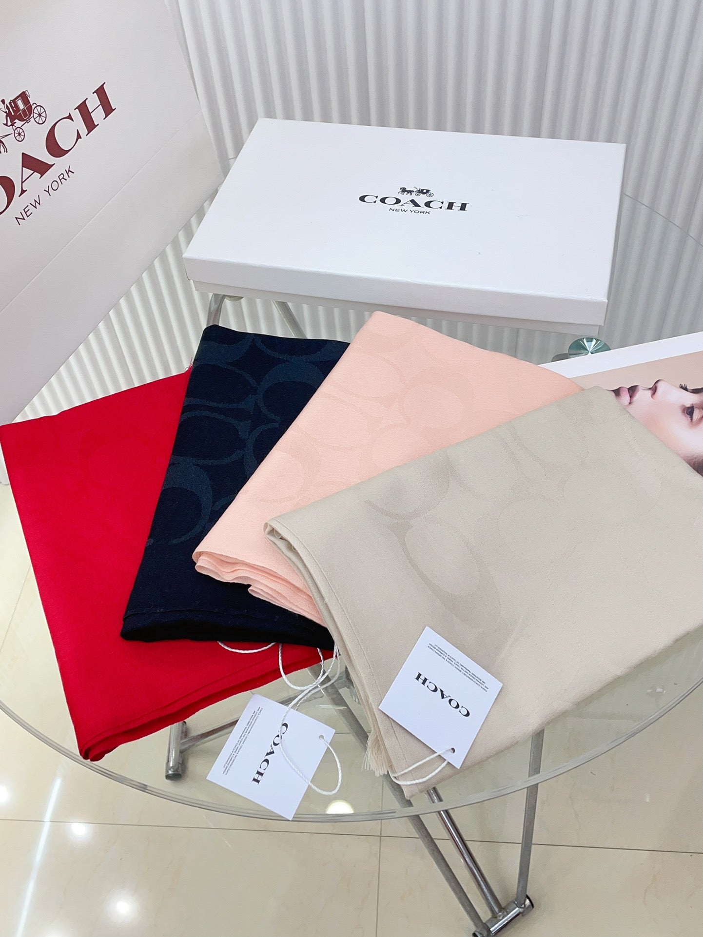 COACH SCARF 180 CM IN BLACK CASHMERE 332873