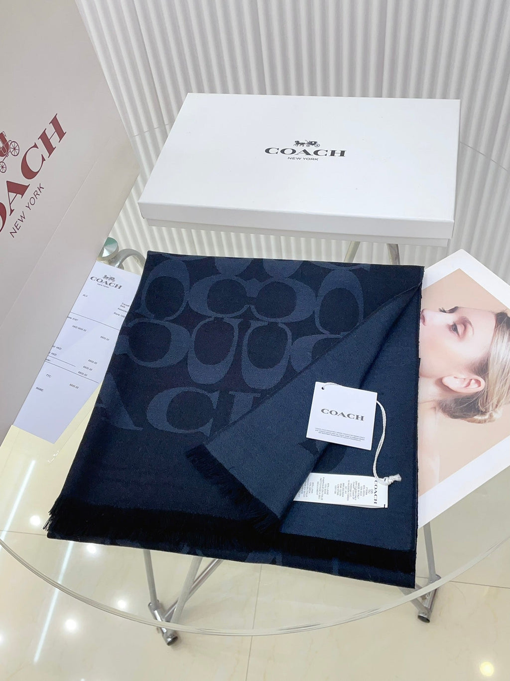 COACH SCARF 180 CM IN BLACK CASHMERE 332873