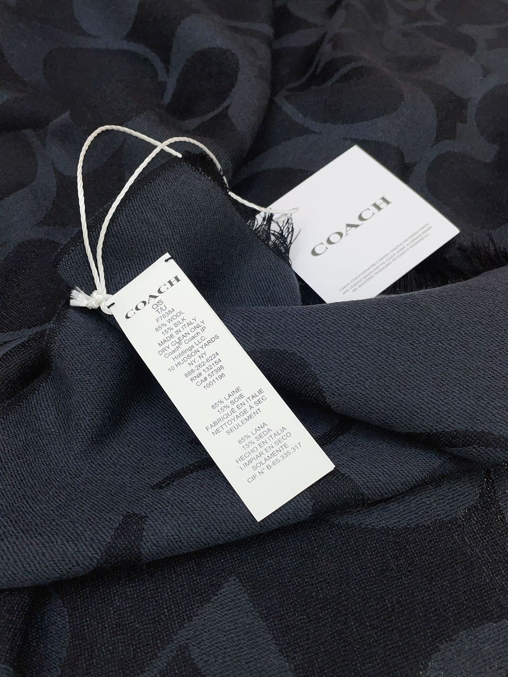 COACH SCARF 180 CM IN BLACK CASHMERE 332873