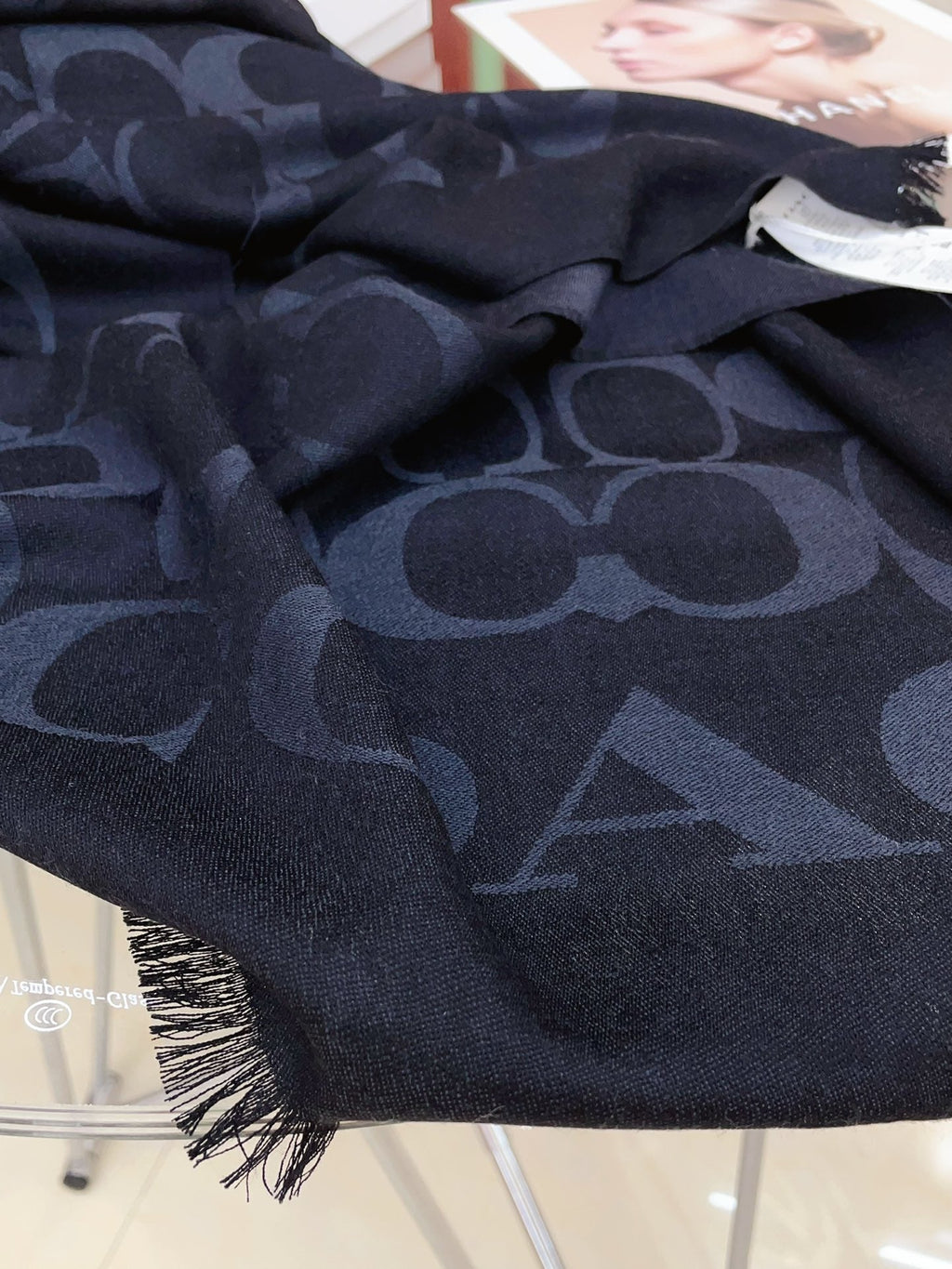 COACH SCARF 180 CM IN BLACK CASHMERE 332873