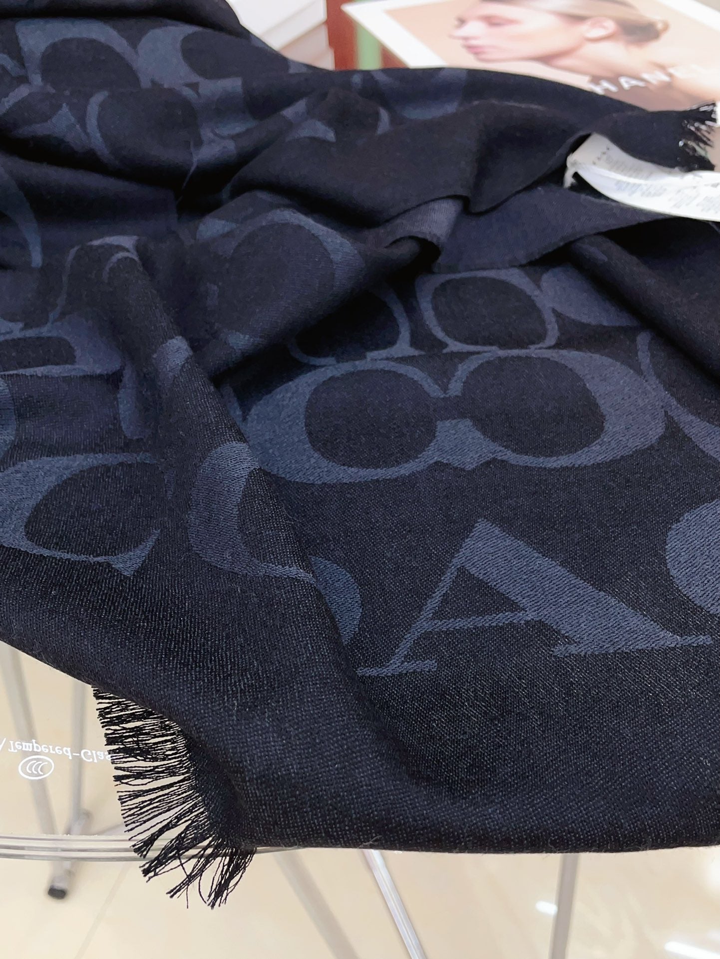 COACH SCARF 180 CM IN BLACK CASHMERE 332873