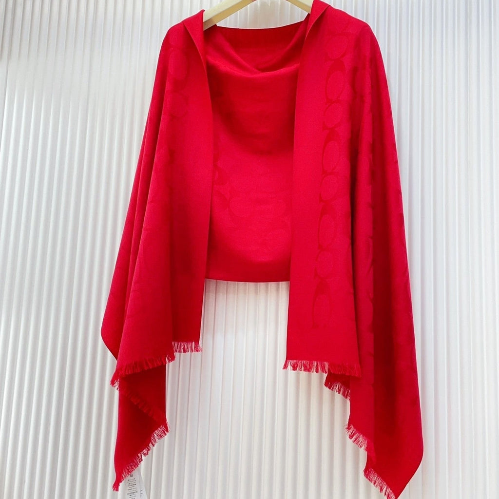 COACH SCARF 180 CM IN CHERRY RED CASHMERE 332875