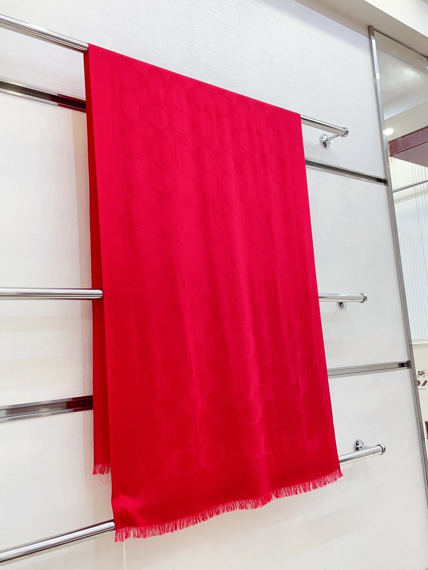 COACH SCARF 180 CM IN CHERRY RED CASHMERE 332875