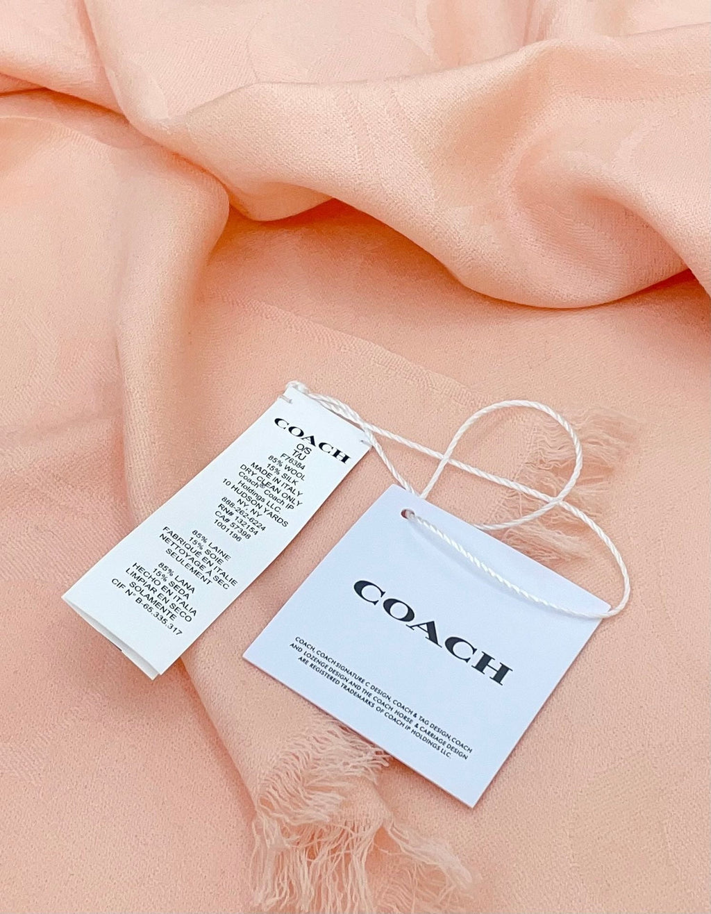 COACH SCARF 180 CM IN PECHY PINK CASHMERE 332876