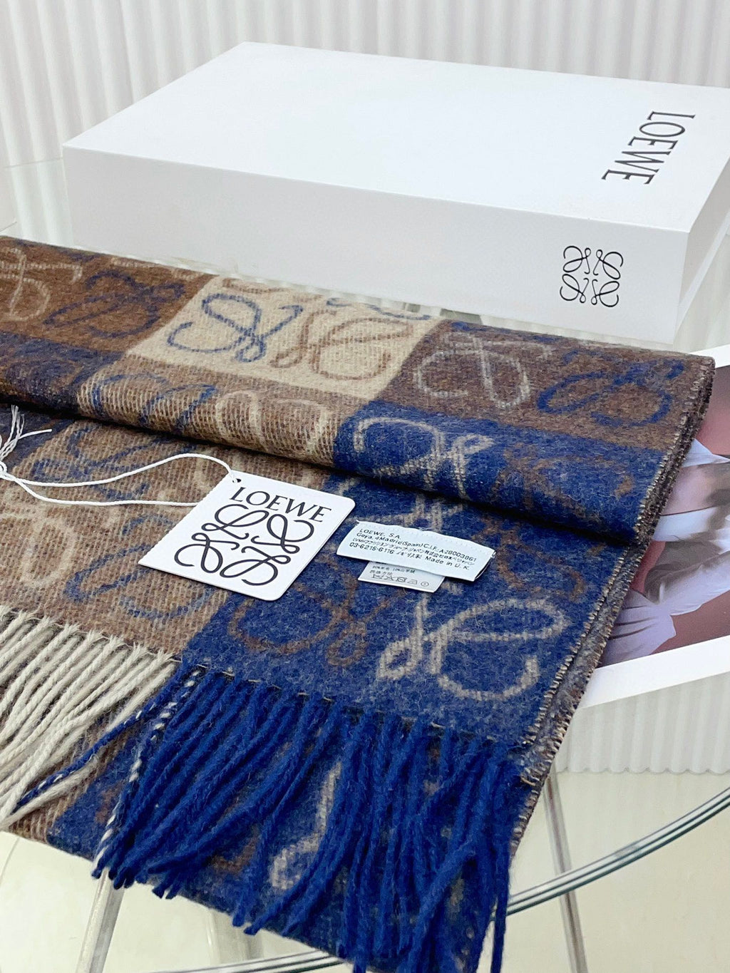 LOEWE SCARF 200 CM IN COLORFUL WOOL AND CASHMERE 413567