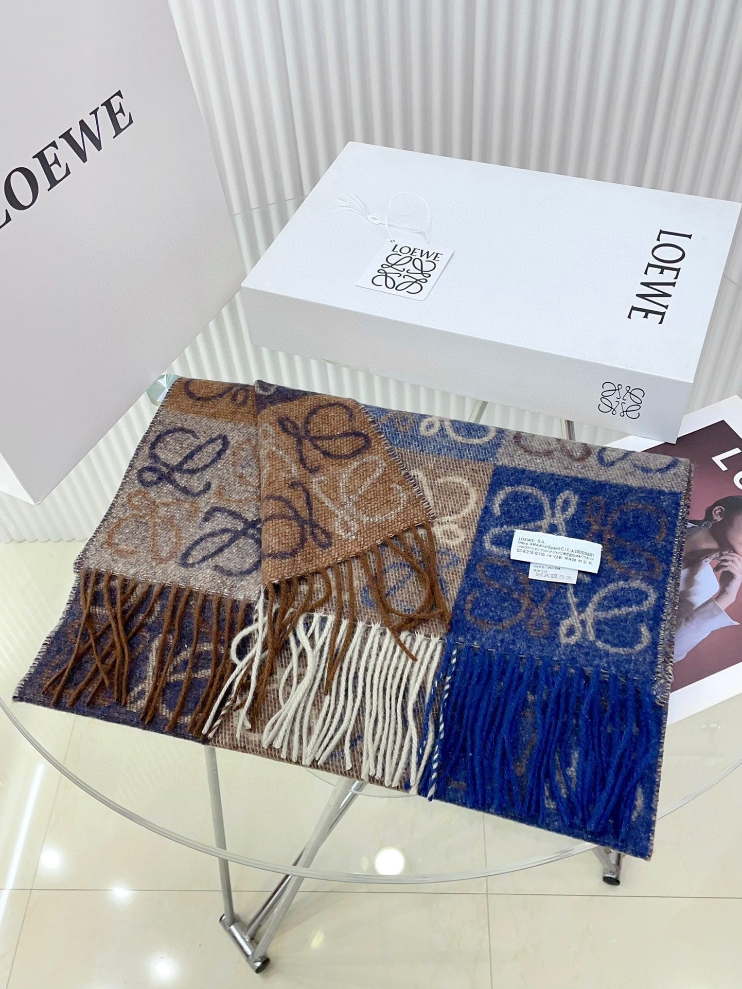 LOEWE SCARF 200 CM IN COLORFUL WOOL AND CASHMERE 413567
