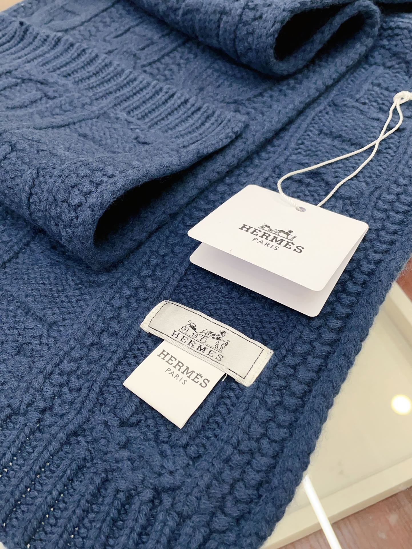 HERMES FAUBOURG MUFFLER 170 CM IN COBALT BLUE CASERE