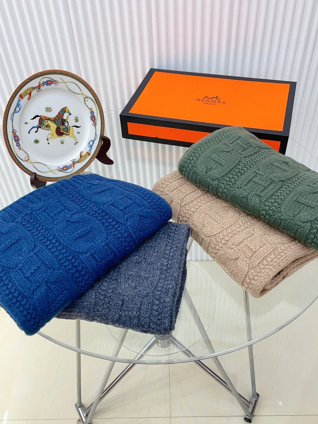 HERMES FAUBOURG MUFFLER 170 CM IN HUNTER GREEN CASERE