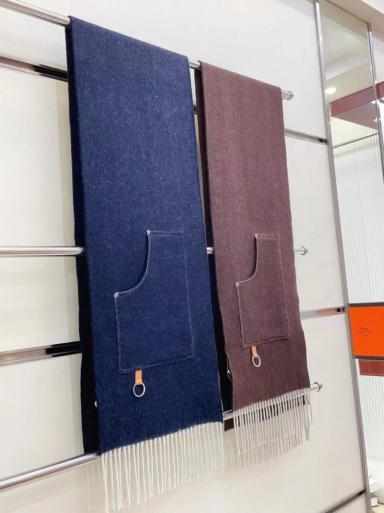 HERMES CARGO MUFFLER 190 CM IN CHESTNUT BROWN CASERE 375382