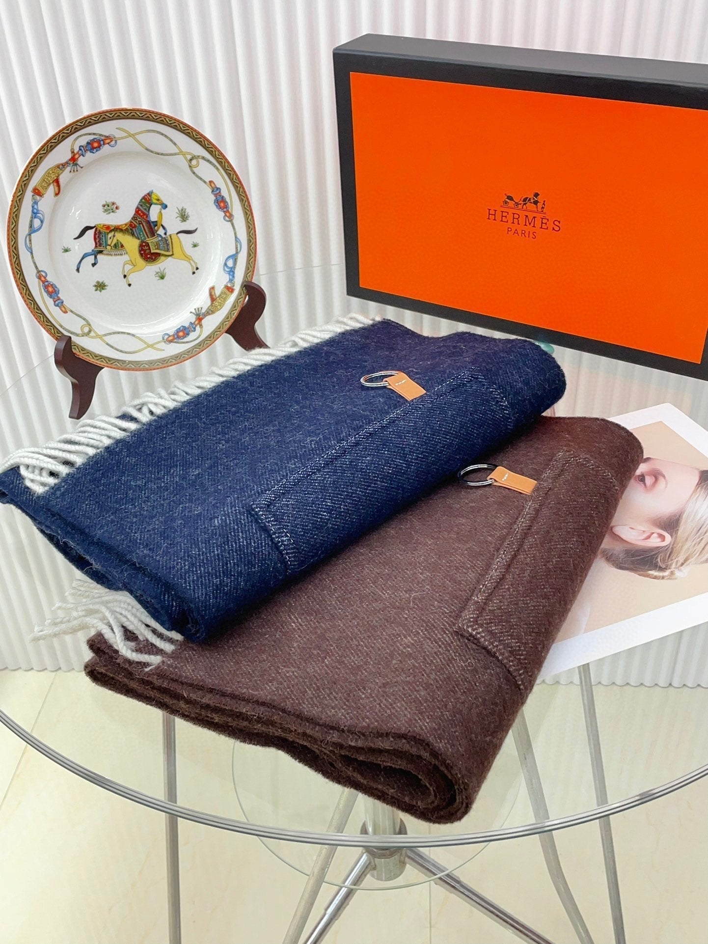 HERMES CARGO MUFFLER 190 CM IN CHESTNUT BROWN CASERE 375382