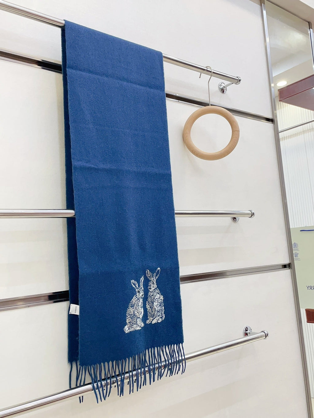 BURBERRY HARE WOOL CASHMERE SCARF 180 CM COBALT BLUE 376428
