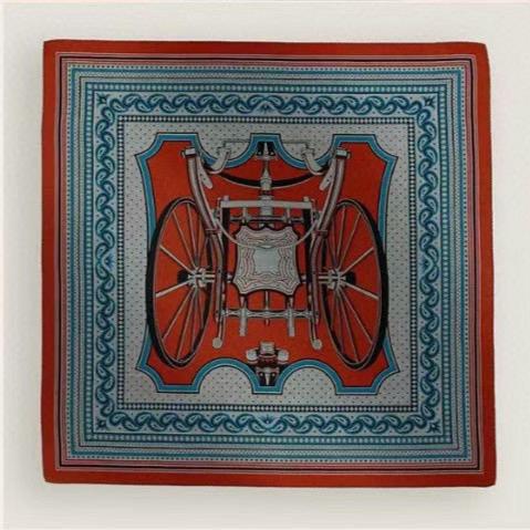 HERMES LES ROUES DE PHAETON BANDANA SHAWL 140 CM COLORFUL 385446