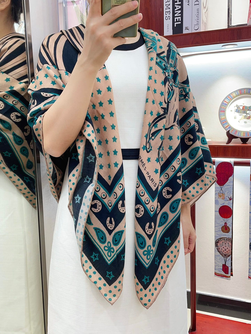 HERMES SCARF 135 CM COLORFUL 388153