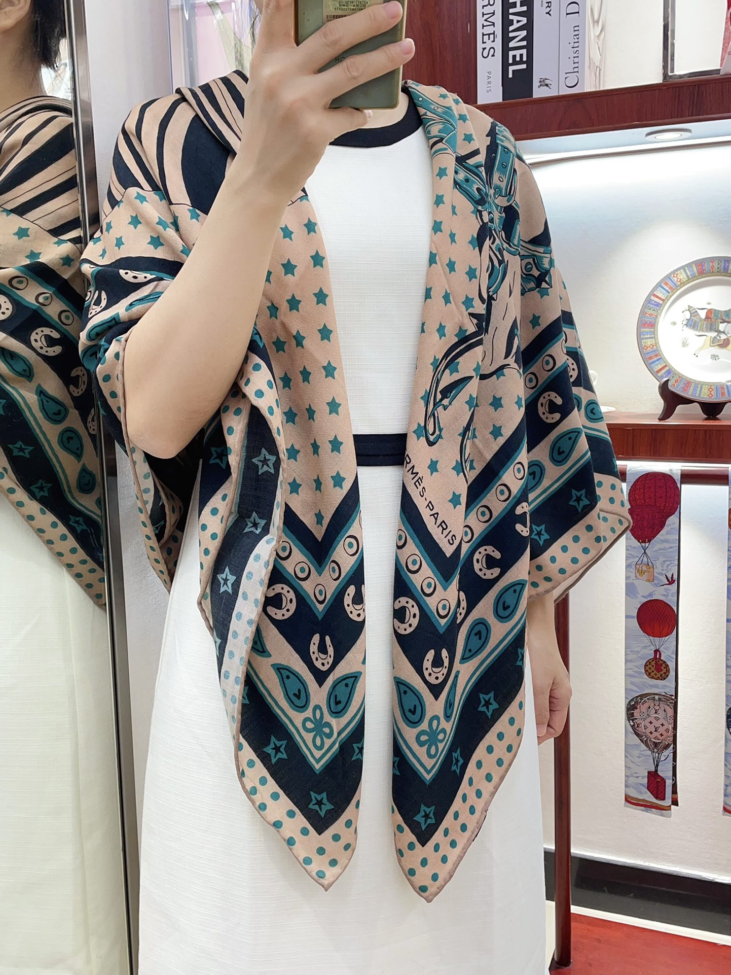 HERMES SCARF 135 CM COLORFUL 388153