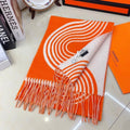 HERMES SCARF 180 CM IN FIRE ORANGE MIX WHITE CASERE