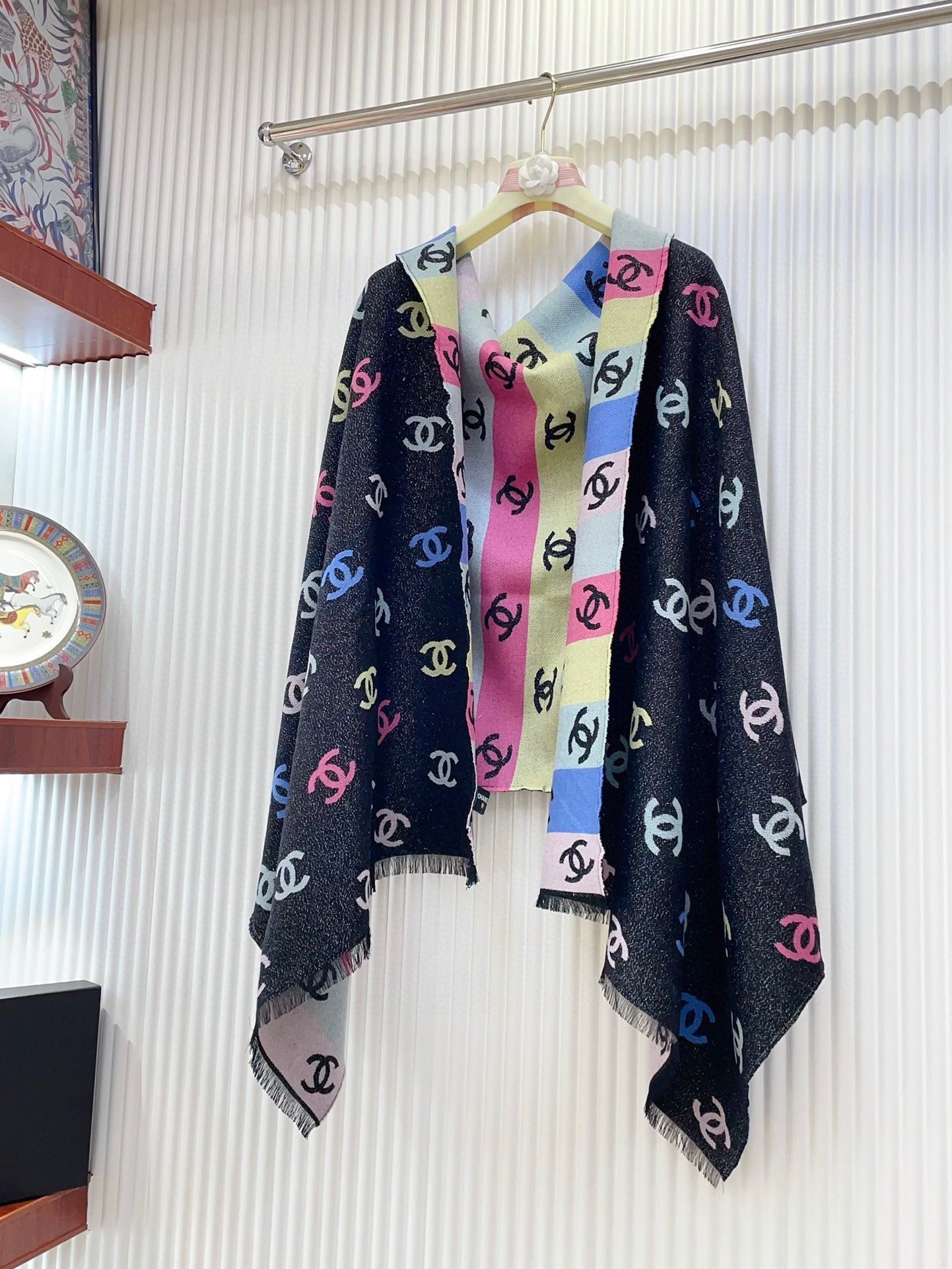 CHANEL RAINBOW SCARF 180 CM IN COLORFUL CASHMERE AND WOOL 390961