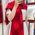 BURBERRY ARGYLE WOOL SCARF 190 CM CHERRY RED 394597