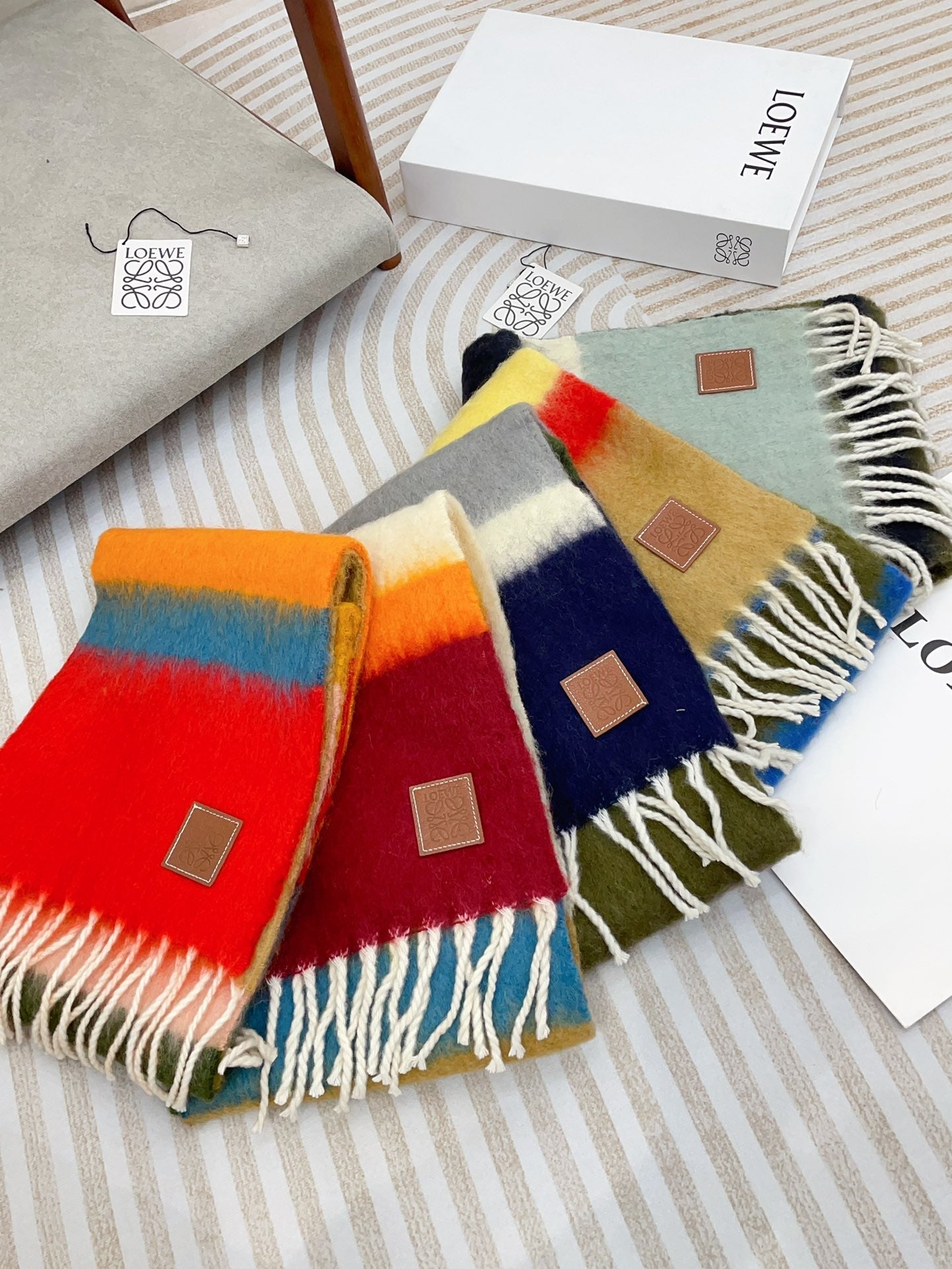 LOEWE SCARF 185 CM IN COLORFUL GRADIENT WOOL AND MOHAIR 396249