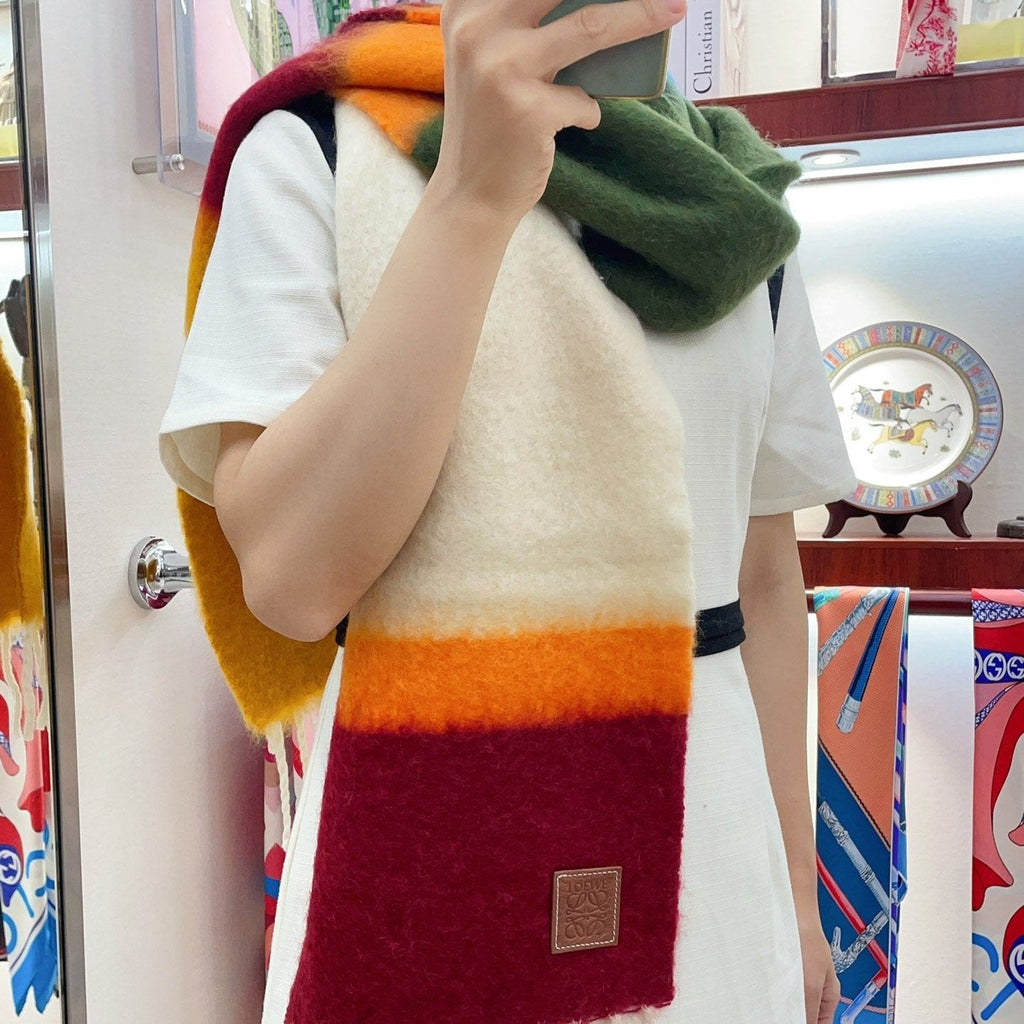 LOEWE SCARF 185 CM IN COLORFUL GRADIENT WOOL AND MOHAIR 396249