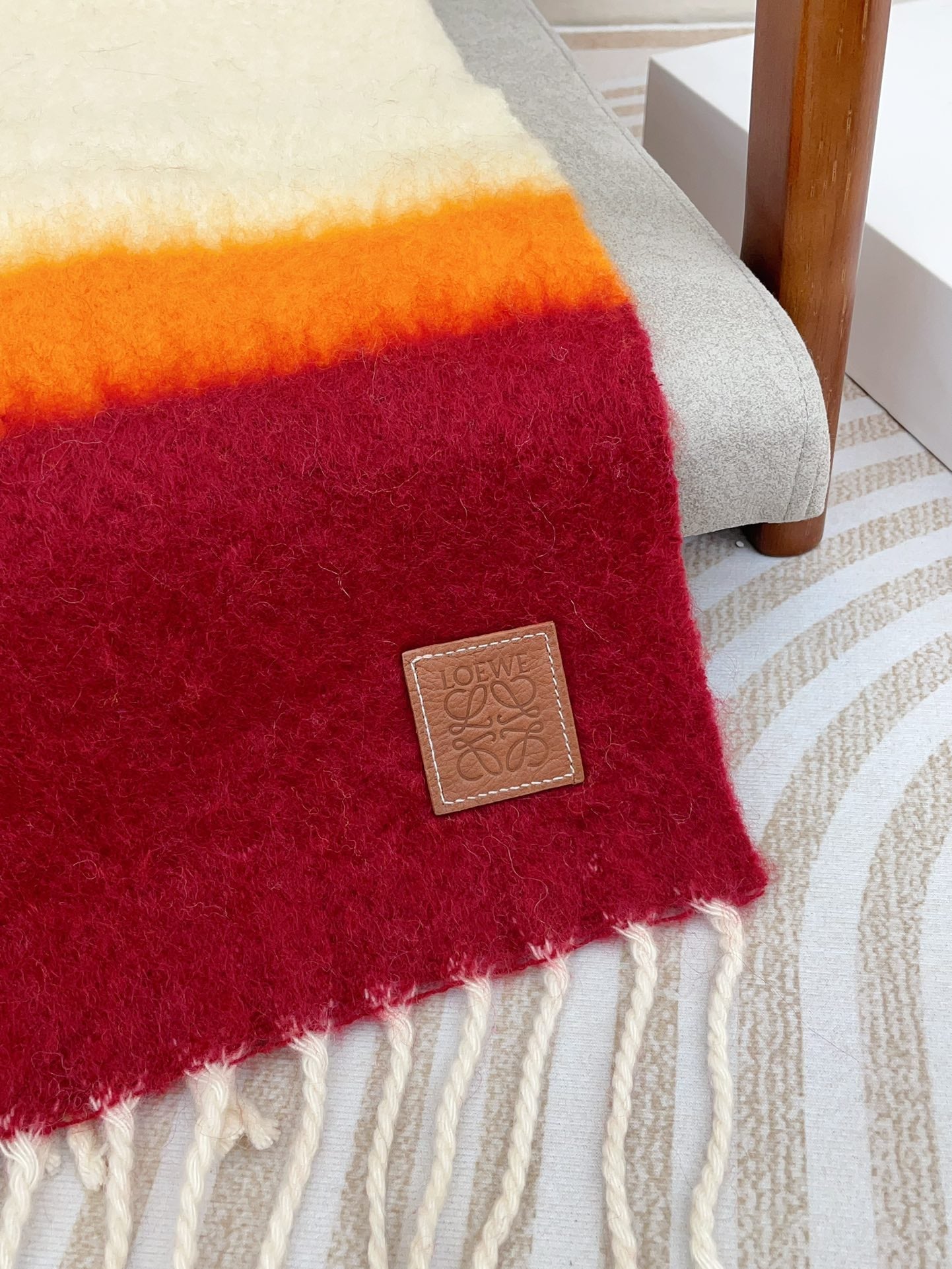 LOEWE SCARF 185 CM IN COLORFUL GRADIENT WOOL AND MOHAIR 396249