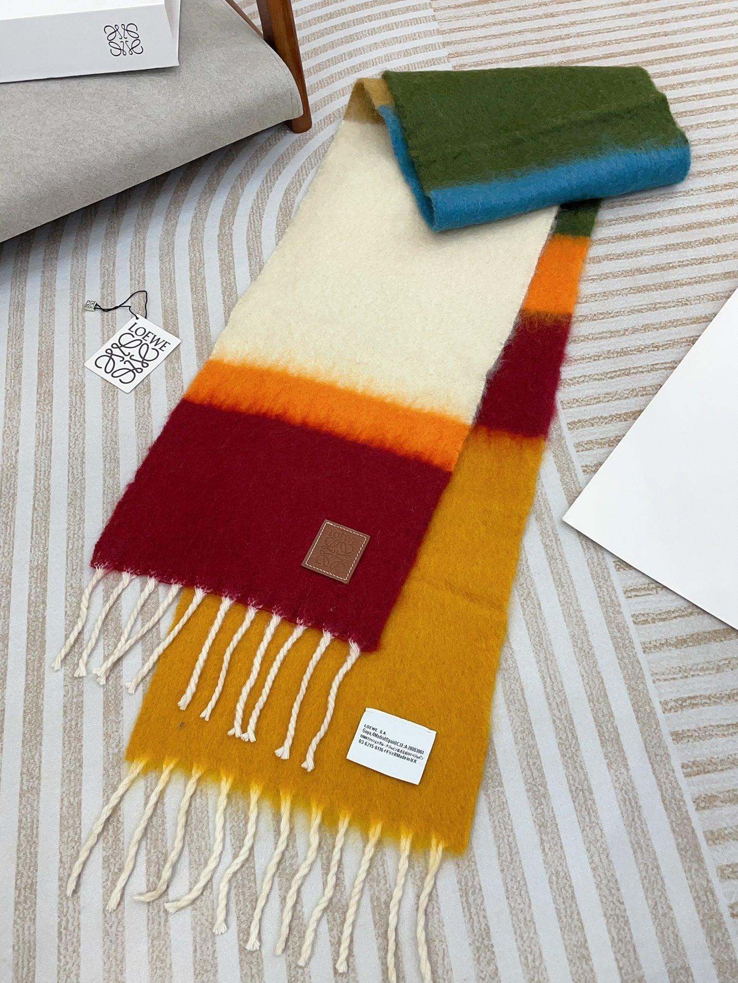 LOEWE SCARF 185 CM IN COLORFUL GRADIENT WOOL AND MOHAIR 396249
