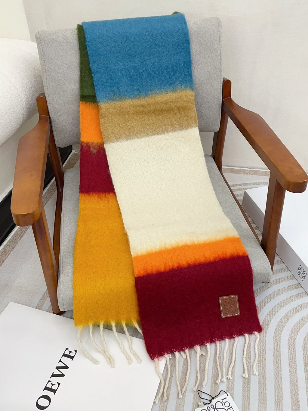 LOEWE SCARF 185 CM IN COLORFUL GRADIENT WOOL AND MOHAIR 396249