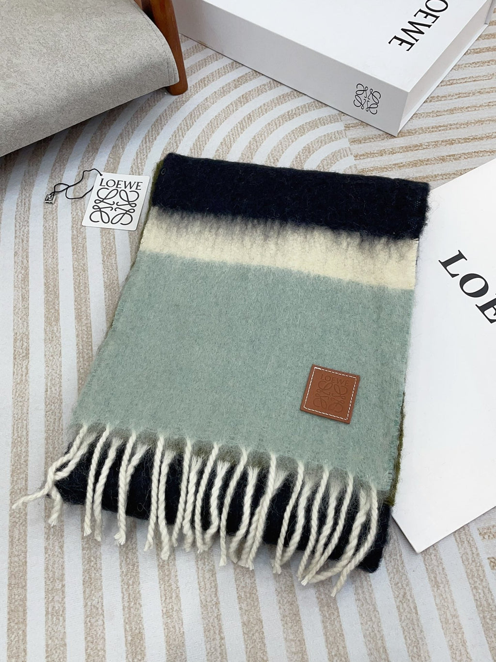 LOEWE SCARF 185 CM IN COLORFUL GRADIENT WOOL AND MOHAIR 396250