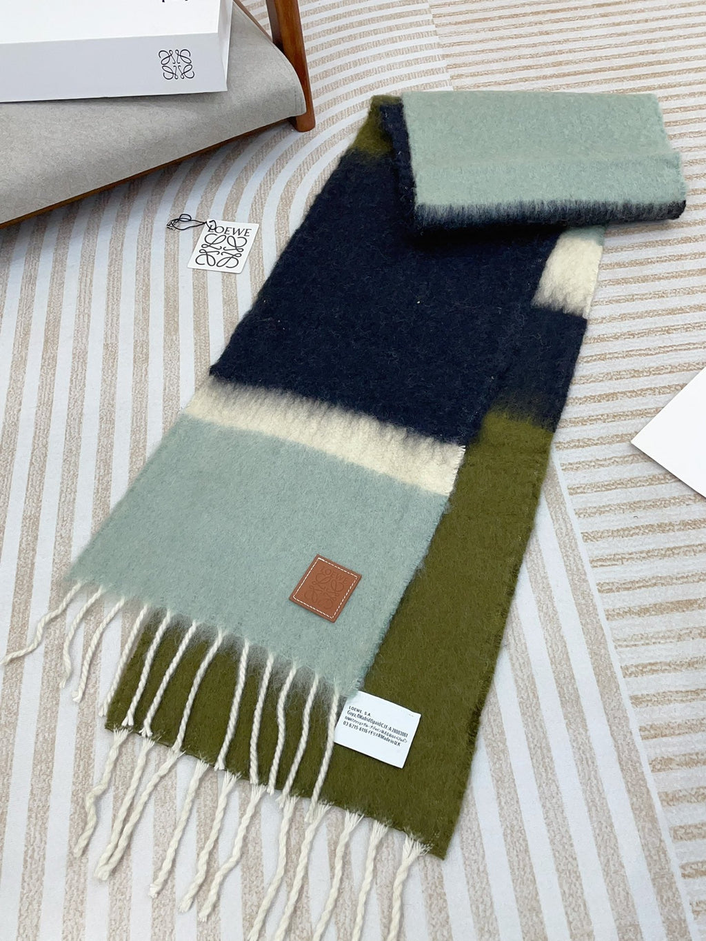 LOEWE SCARF 185 CM IN COLORFUL GRADIENT WOOL AND MOHAIR 396250