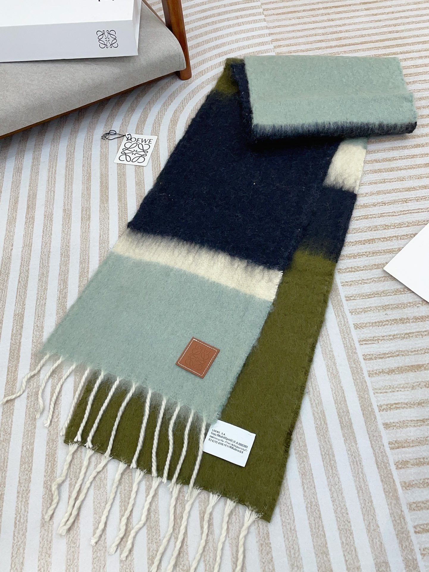 LOEWE SCARF 185 CM IN COLORFUL GRADIENT WOOL AND MOHAIR 396250