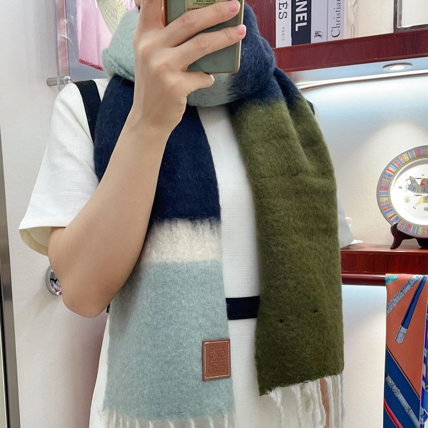 LOEWE SCARF 185 CM IN COLORFUL GRADIENT WOOL AND MOHAIR 396250