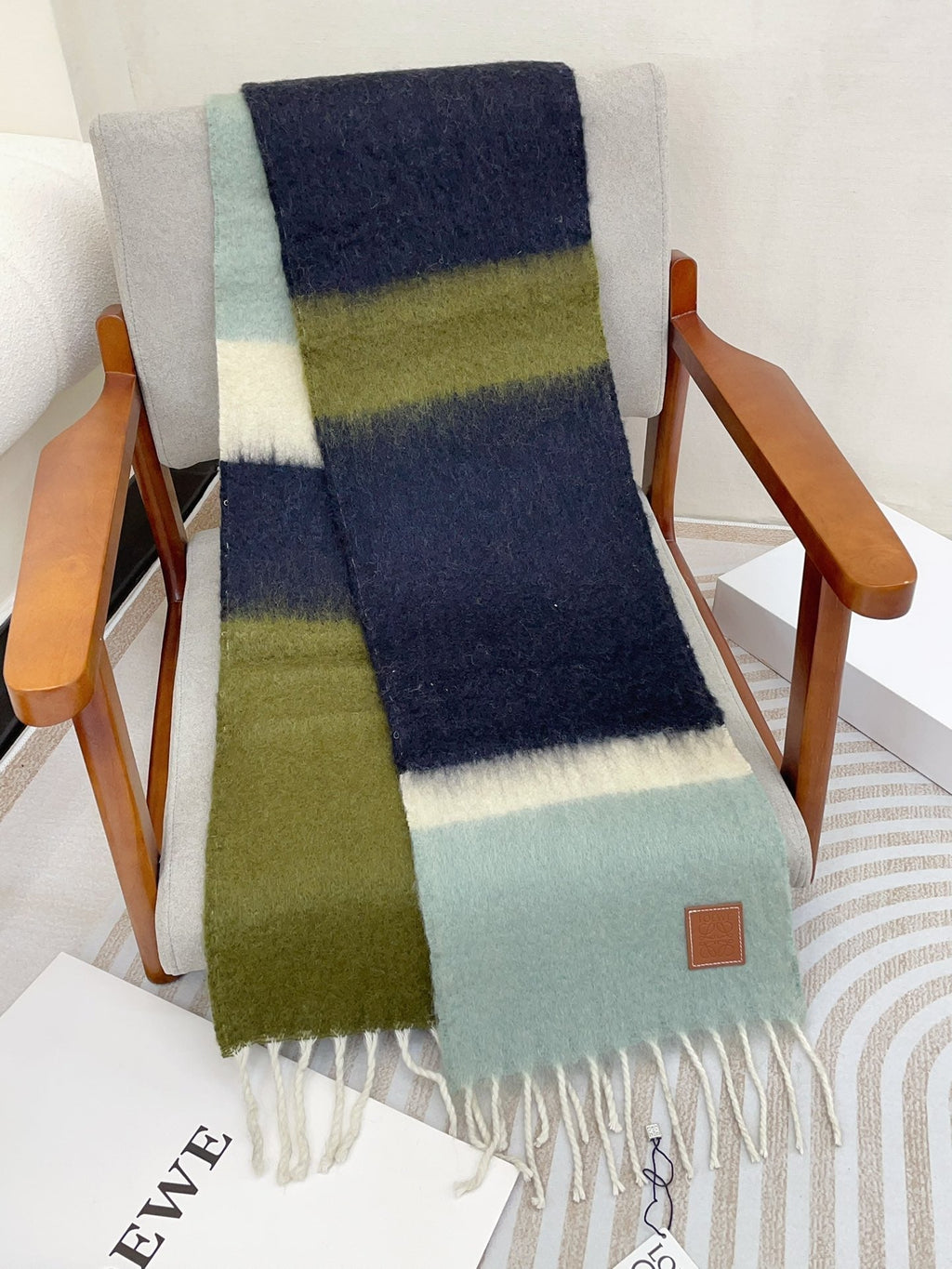 LOEWE SCARF 185 CM IN COLORFUL GRADIENT WOOL AND MOHAIR 396250