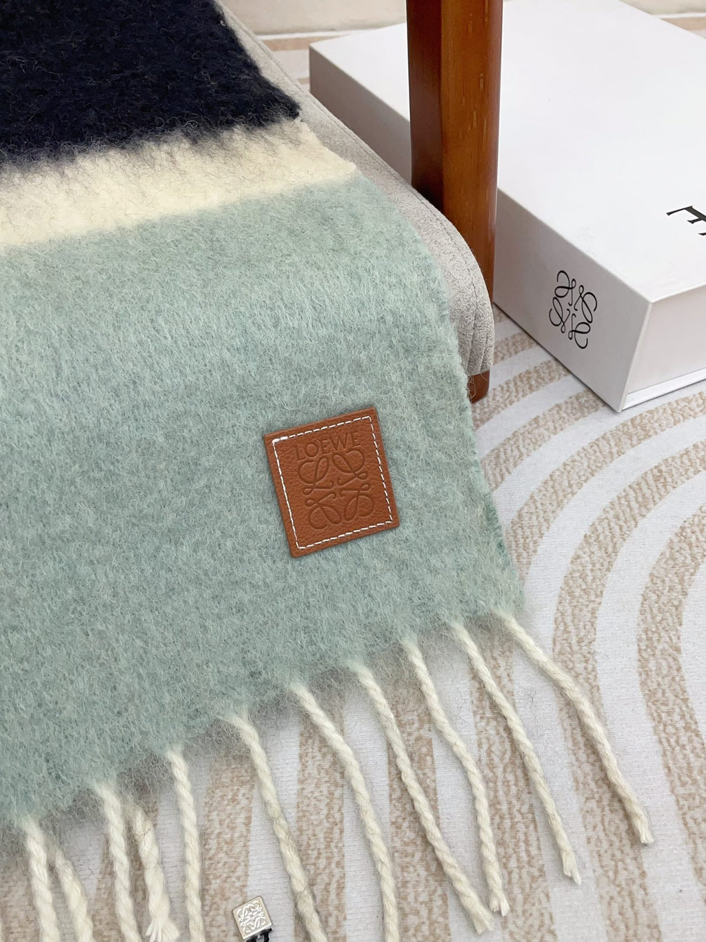 LOEWE SCARF 185 CM IN COLORFUL GRADIENT WOOL AND MOHAIR 396250