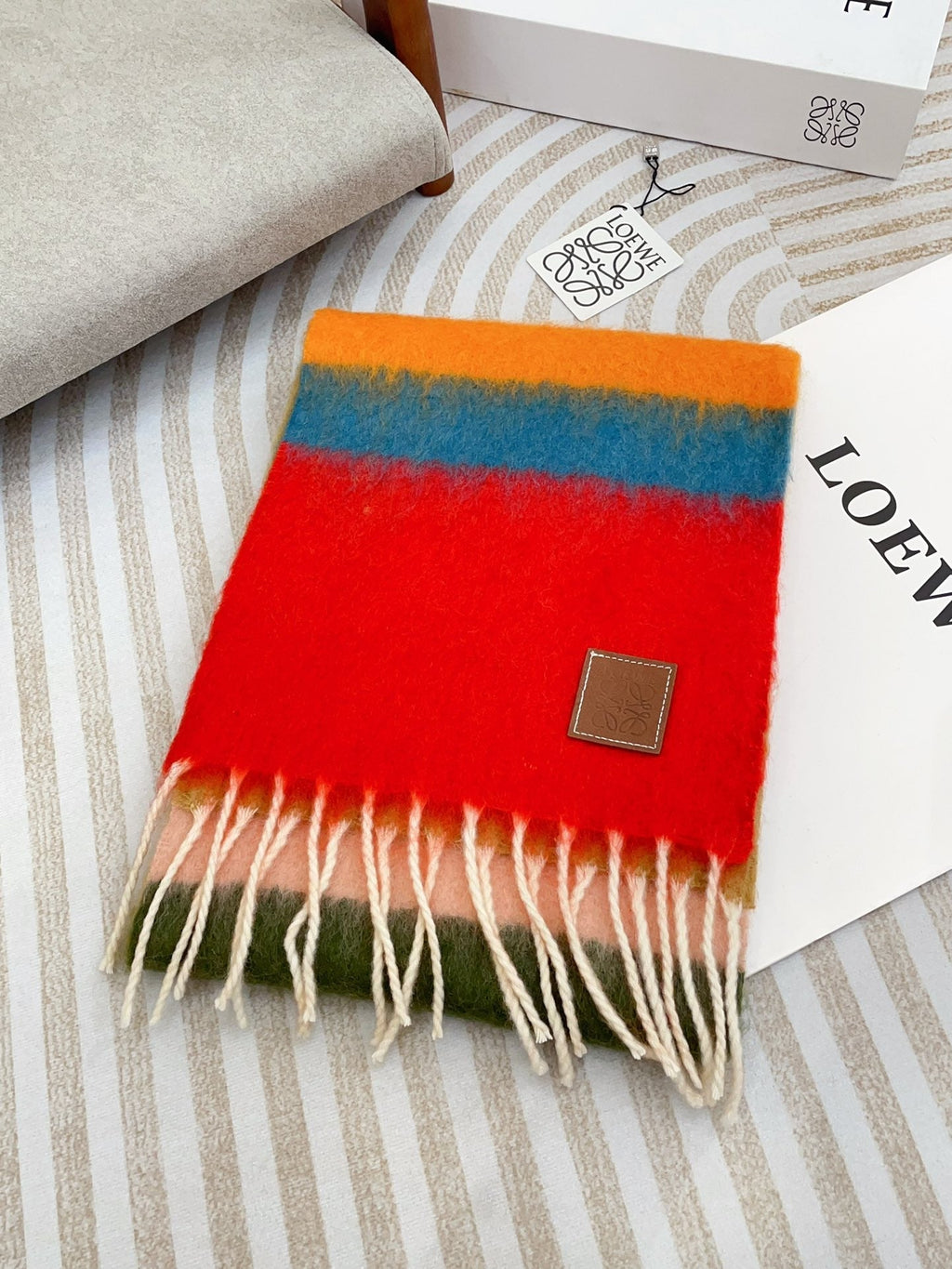 LOEWE SCARF 185 CM IN COLORFUL GRADIENT WOOL AND MOHAIR 396251