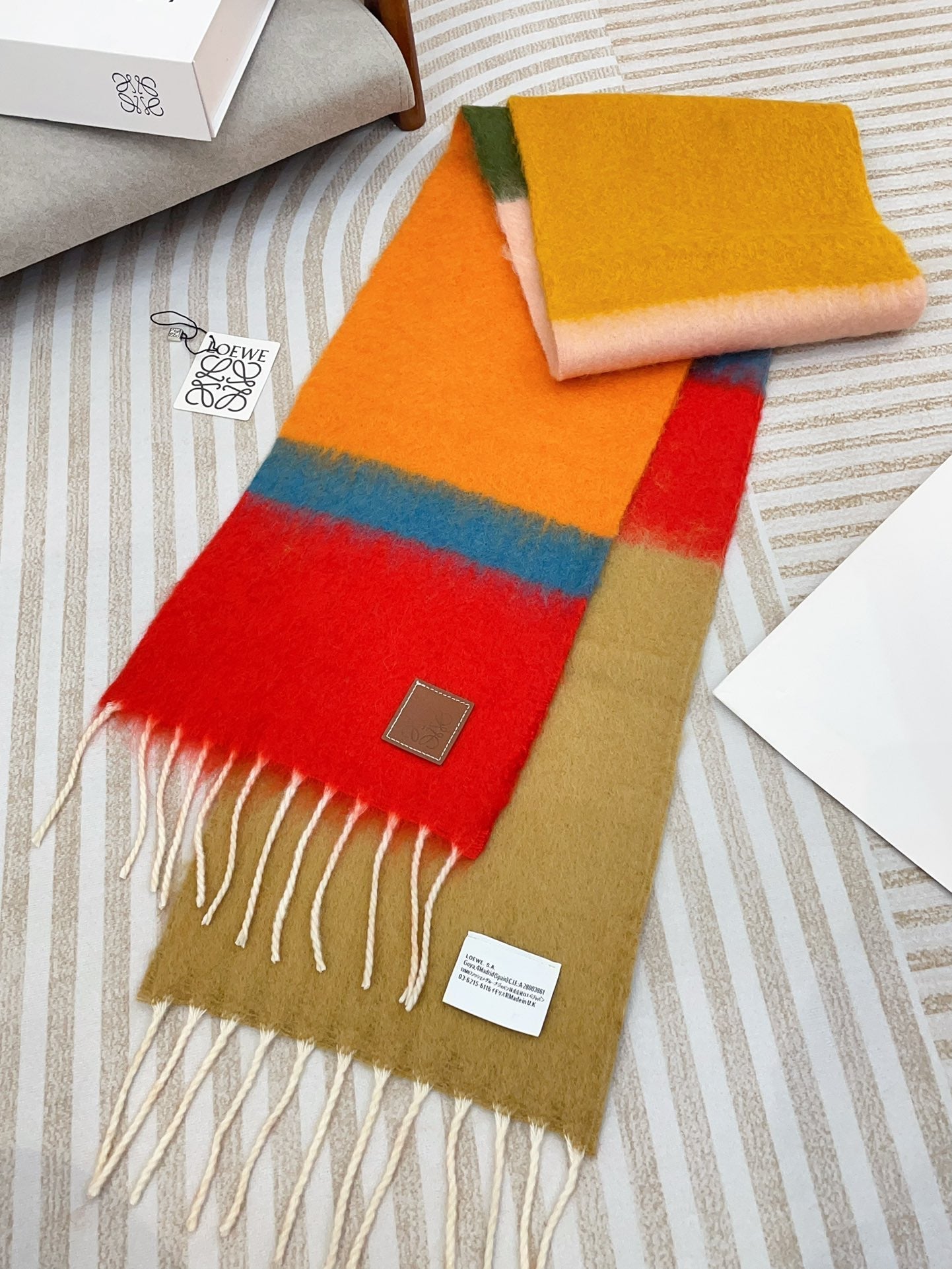 LOEWE SCARF 185 CM IN COLORFUL GRADIENT WOOL AND MOHAIR 396251