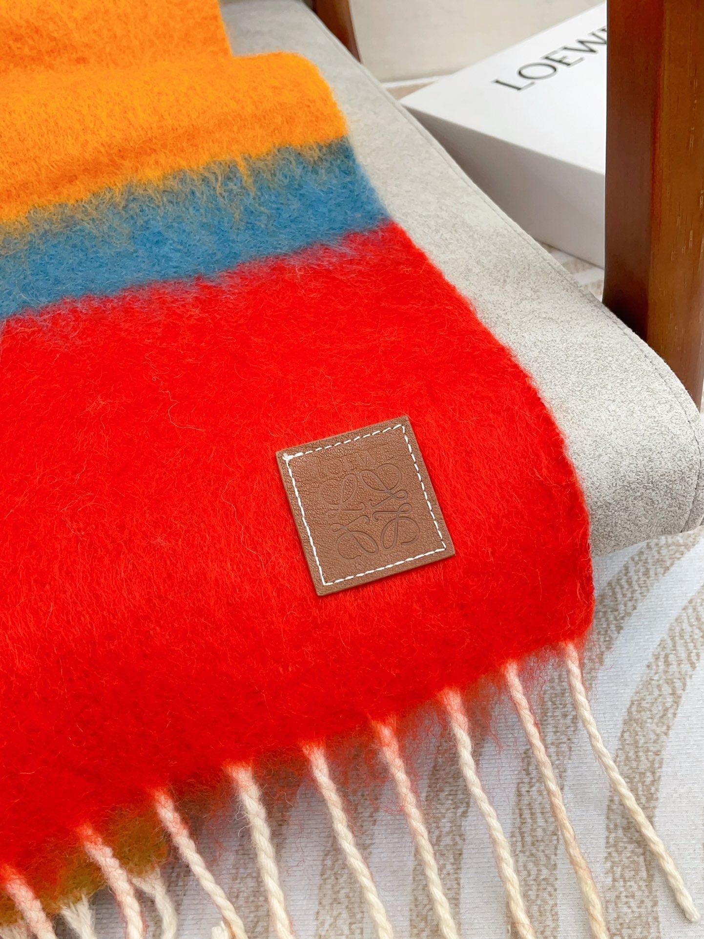 LOEWE SCARF 185 CM IN COLORFUL GRADIENT WOOL AND MOHAIR 396251